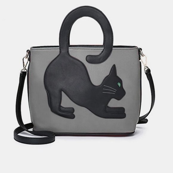Brenice Handbags - Black Cat Pleather Purse BNWOT